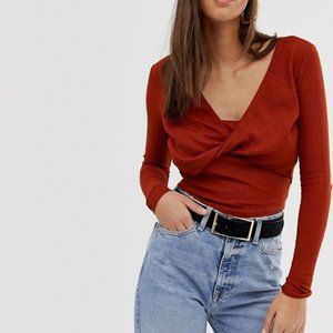 *WORN ONCE* ASOS Twist Front Long Sleeve Top